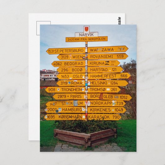 Narvik wegwijzer briefkaart (Voorkant / Achterkant)