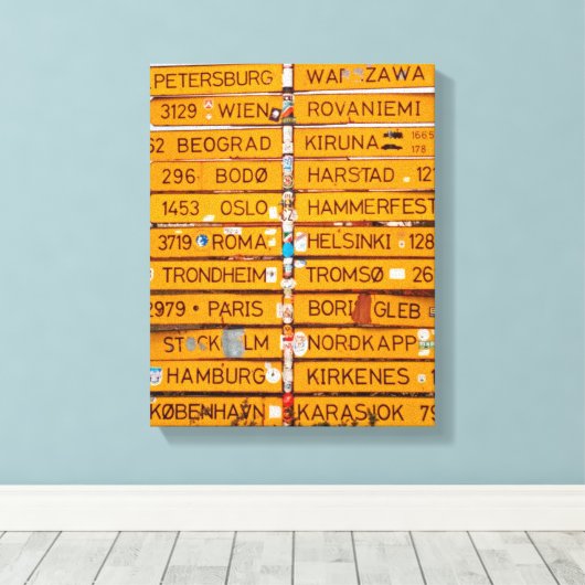 Narvik wegwijzer canvas afdruk (Insitu (Houten vloer))