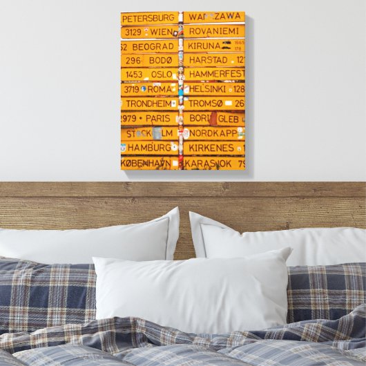 Narvik wegwijzer canvas afdruk (Insitu (Slaapkamer))