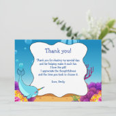 Narwahal onder het Zee Dank je wel Bedankkaart (Staand voorkant)