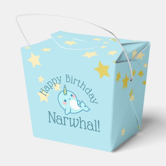 Narwal Baby Blau Verjaardag met zeester Bedankdoosjes (Achterkant)