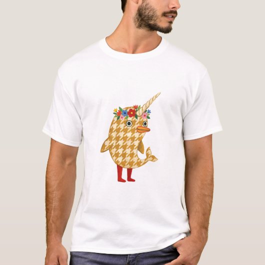 Narwal Bloemen Kroon T-Shirt (Voorkant)
