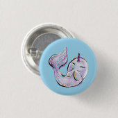 Narwal De Eenhoorn Walvis Ronde Button 3,2 Cm (Voorkant /achterkant)