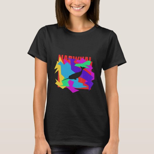 Narwal Dier Mozaïek Puzzel T-shirt (Voorkant)