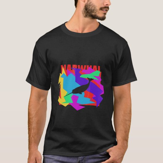 Narwal Dier Mozaïek Puzzel T-shirt (Voorkant)