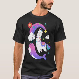 Narwal En Lama Regenboog Dier T-shirt