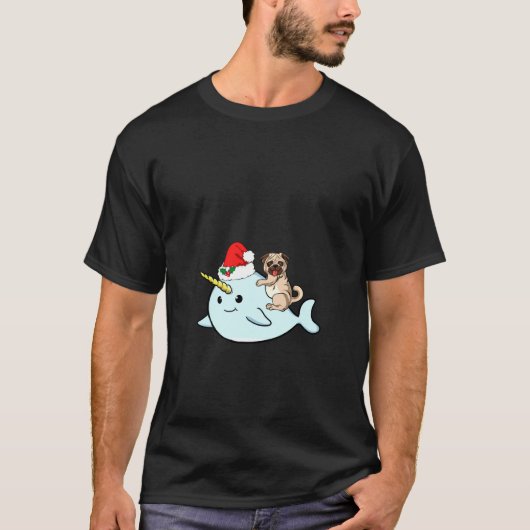 Narwal En Pug Kerstmis Sinterklaas Hoed Dames K T-shirt (Voorkant)