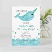 Narwal Feest Uitnodiging (Staand voorkant)