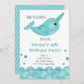 Narwal Feest Uitnodiging (Voorkant / Achterkant)