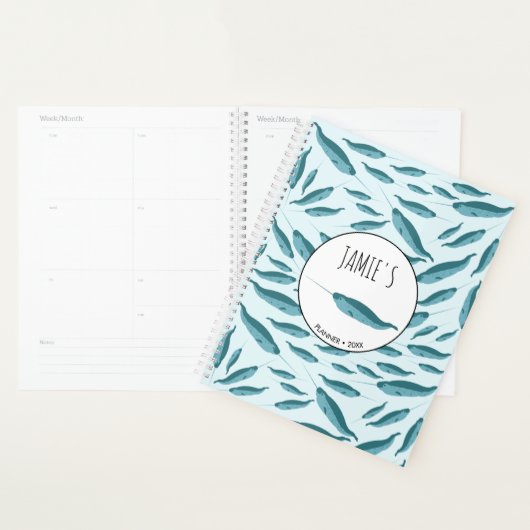 Narwal in Blauw Oceaan Patroon Planner (Display)