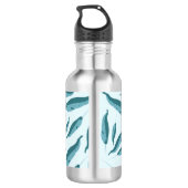 Narwal in Blauw Oceaan Patroon Waterfles (Achterkant)