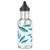 Narwal in Blauw Oceaan Patroon Waterfles (Links)