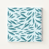 Narwal in Blauwe Ocea Patrroon Notitieboek (Achterkant)