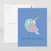 Narwal met Hart Liefde Ansichtkaart Briefkaart (Voorkant / Achterkant)