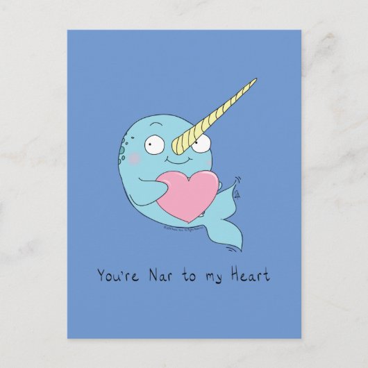 Narwal met Hart Liefde Ansichtkaart Briefkaart (Voorkant)
