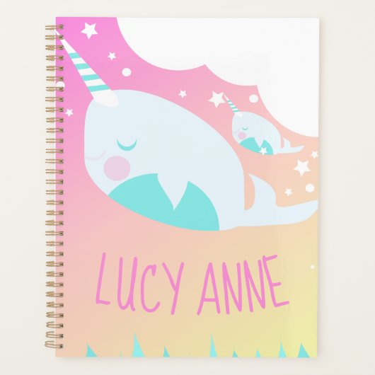 Narwal Ombre Baby Shower Pastel Planner (Voorkant)