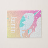 Narwal Regenboog Gradiënt Magische Kinderen Legpuzzel (Horizontaal)