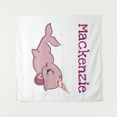 Narwal Roze | Mergel Kawaii Chibi Cartoon Op Maat Wandkleed (Voorkant (horizontaal))