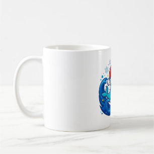 Narwal Santa-hoed Kerstmis Oceaan Kunst Koffiemok