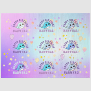 Narwal Ster Party Paars Blauw Ombre Persoonlijk Tissuepapier