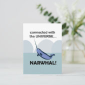 Narwal Verbonden Met Het Universum Grappig Briefkaart (Staand voorkant)