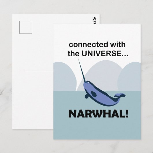 Narwal Verbonden Met Het Universum Grappig Briefkaart (Voorkant / Achterkant)