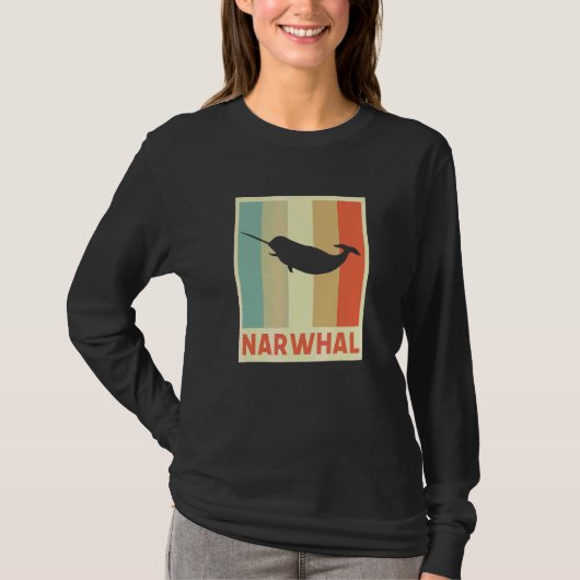 Narwal Walvis Zeewezens Retro Vintage T-shirt (Voorkant)
