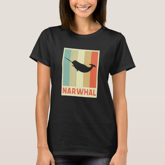 Narwal Walvis Zeewezens Retro Vintage T-shirt (Voorkant)