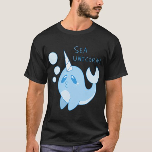 Narwal 'Zee-ënhoorn' ontwerp T-shirt (Voorkant)