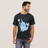 Narwal 'Zee-ënhoorn' ontwerp T-shirt (Voorkant volledig)