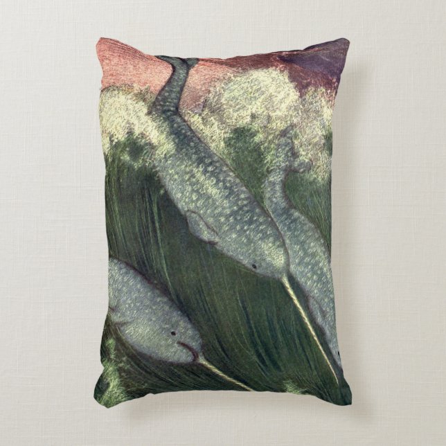  narwallen, zeewalvissen en zeedieren accent kussen (Voorkant(Verticaal))