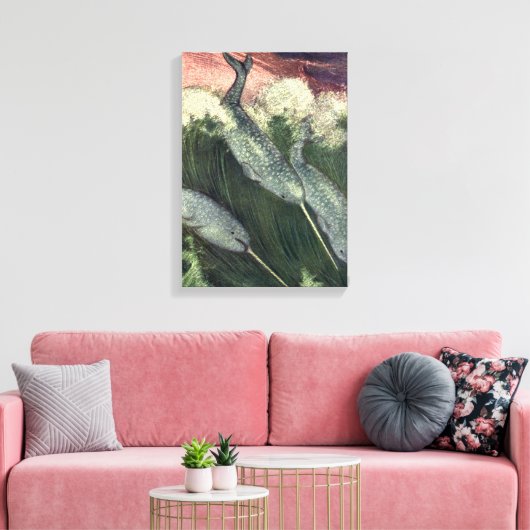 narwallen, zeewalvissen en zeedieren canvas afdruk (Insitu (Woonkamer))