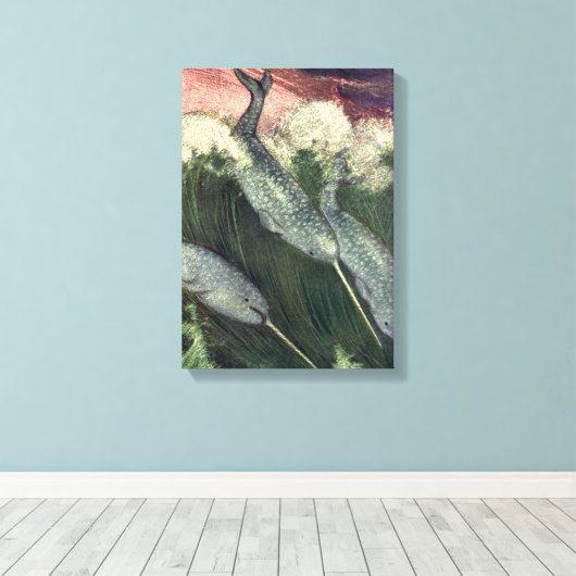 narwallen, zeewalvissen en zeedieren canvas afdruk (Insitu (Houten vloer))