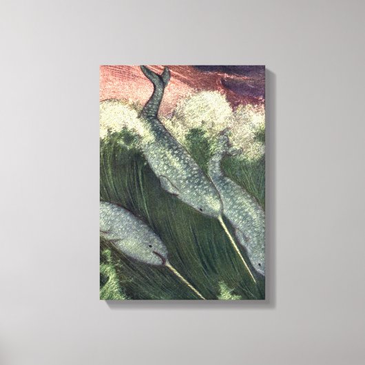  narwallen, zeewalvissen en zeedieren canvas afdruk (Voorkant)