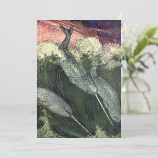 narwallen, zeewalvissen en zeedieren kaart (Staand voorkant)