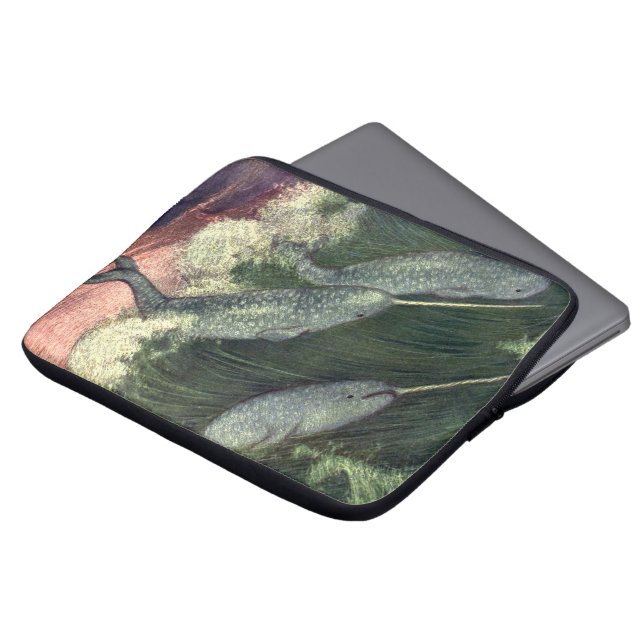  narwallen, zeewalvissen en zeedieren laptop sleeve (Voorkant top)