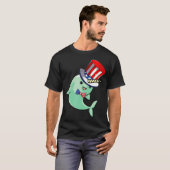 narwhal American Flag Hat Patriotic op 4 juli t T-shirt (Voorkant volledig)