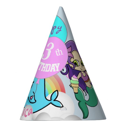 Narwhal and Mermaid Party Favor Pet Personalized Feesthoedjes (Rechts)