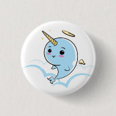 Narwhal Angel Cutie Ronde Button 3,2 Cm (Voorkant)
