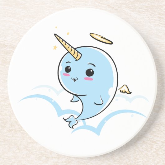 Narwhal Angel Cutie Zandsteen Onderzetter (Voorkant)