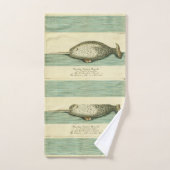 Narwhal Antiek walvis Waterverf Scientific Art Bad Handdoek (Handdoek)