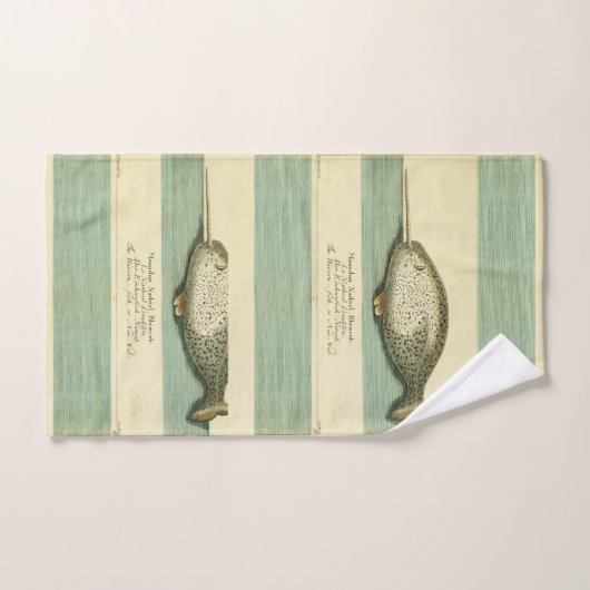 Narwhal Antiek walvis Waterverf Scientific Art Bad Handdoek (Handdoek)