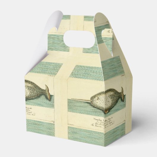 Narwhal Antiek walvis Waterverf Scientific Art Bedankdoosjes (Achterkant)