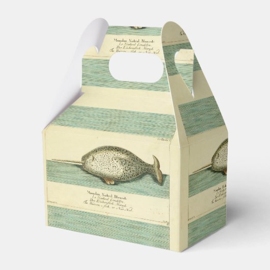 Narwhal Antiek walvis Waterverf Scientific Art Bedankdoosjes (Voorkant Zijde)