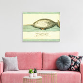 Narwhal Antiek walvis Waterverf Scientific Art Canvas Afdruk (Insitu (Woonkamer))