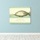 Narwhal Antiek walvis Waterverf Scientific Art Canvas Afdruk (Insitu (Houten vloer))