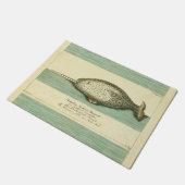 Narwhal Antiek walvis Waterverf Scientific Art Deurmat (Schuin)