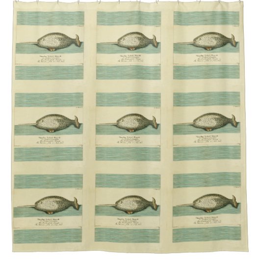 Narwhal Antiek walvis Waterverf Scientific Art Douchegordijn (Voorkant)