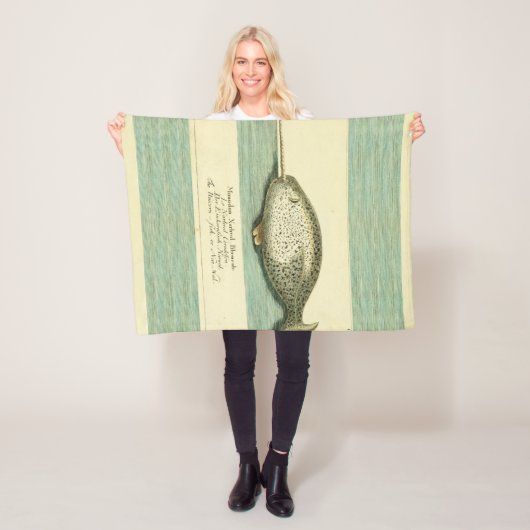 Narwhal Antiek walvis Waterverf Scientific Art Fleece Deken (In situ)