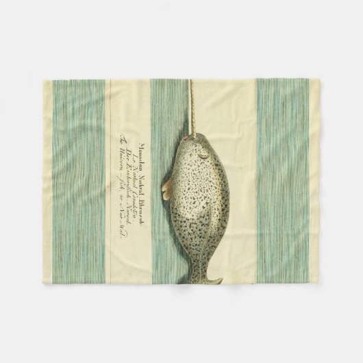 Narwhal Antiek walvis Waterverf Scientific Art Fleece Deken (Voorkant (Horizontaal))